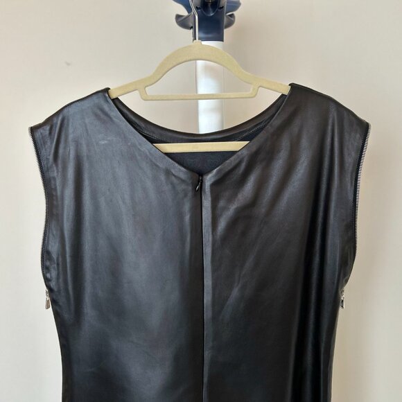 Escada Lamb Leather Mini Dress Size Size Medium/DE 38/US 8 - 10 - Picture 5 of 13